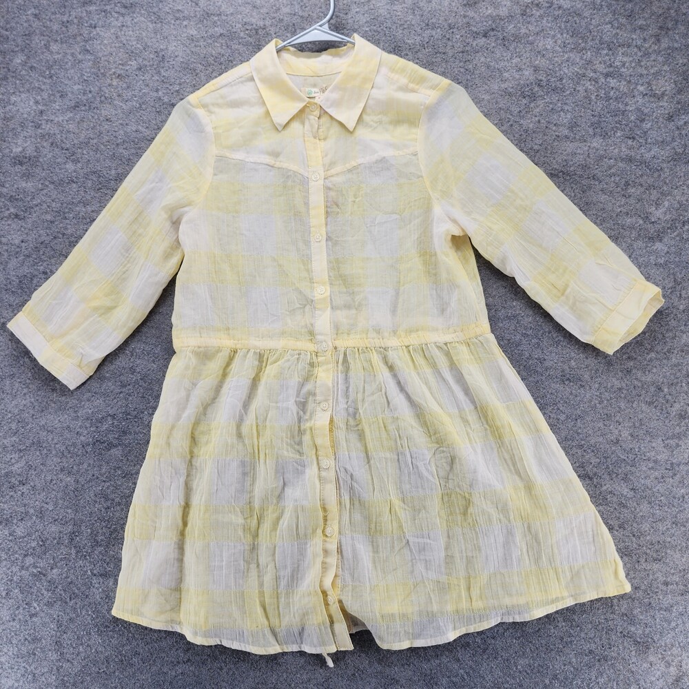Love Fire Shirt Womens Medium Button Front Yellow Plaid
